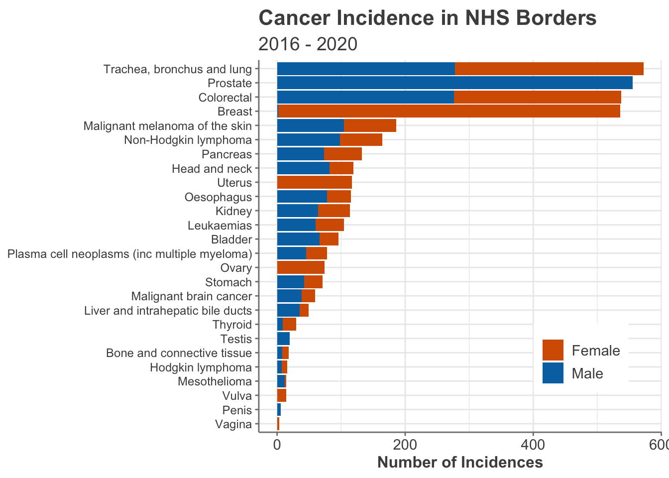 Plot of cancer incidence in NHS Borders